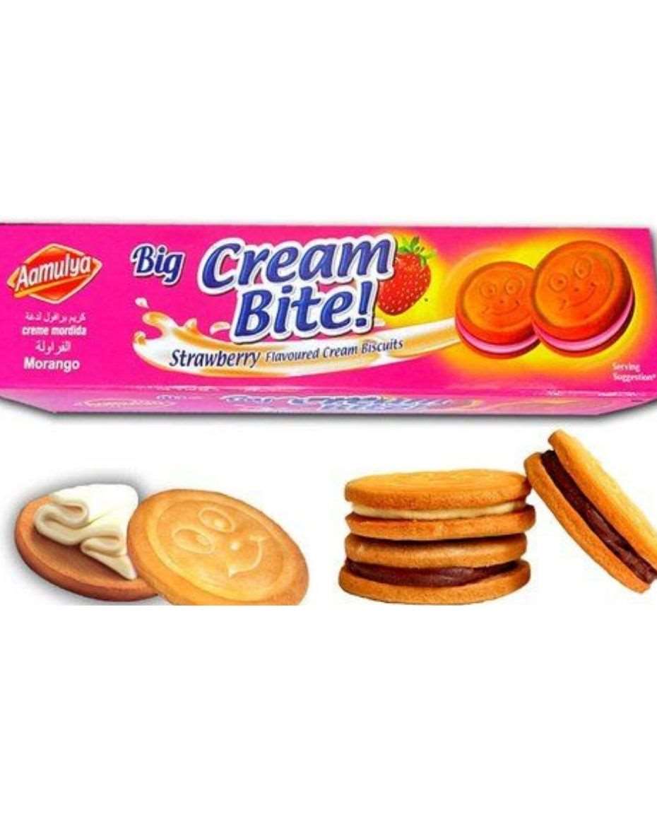 AMULYA BIG CREAM BITE BISC STRAWBERRY