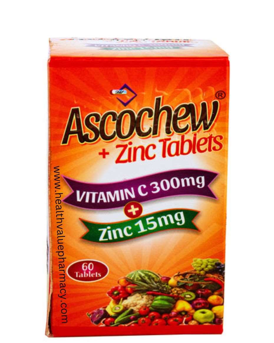 ASCOCHEW CHEWABLE VIT C + ZINC X60