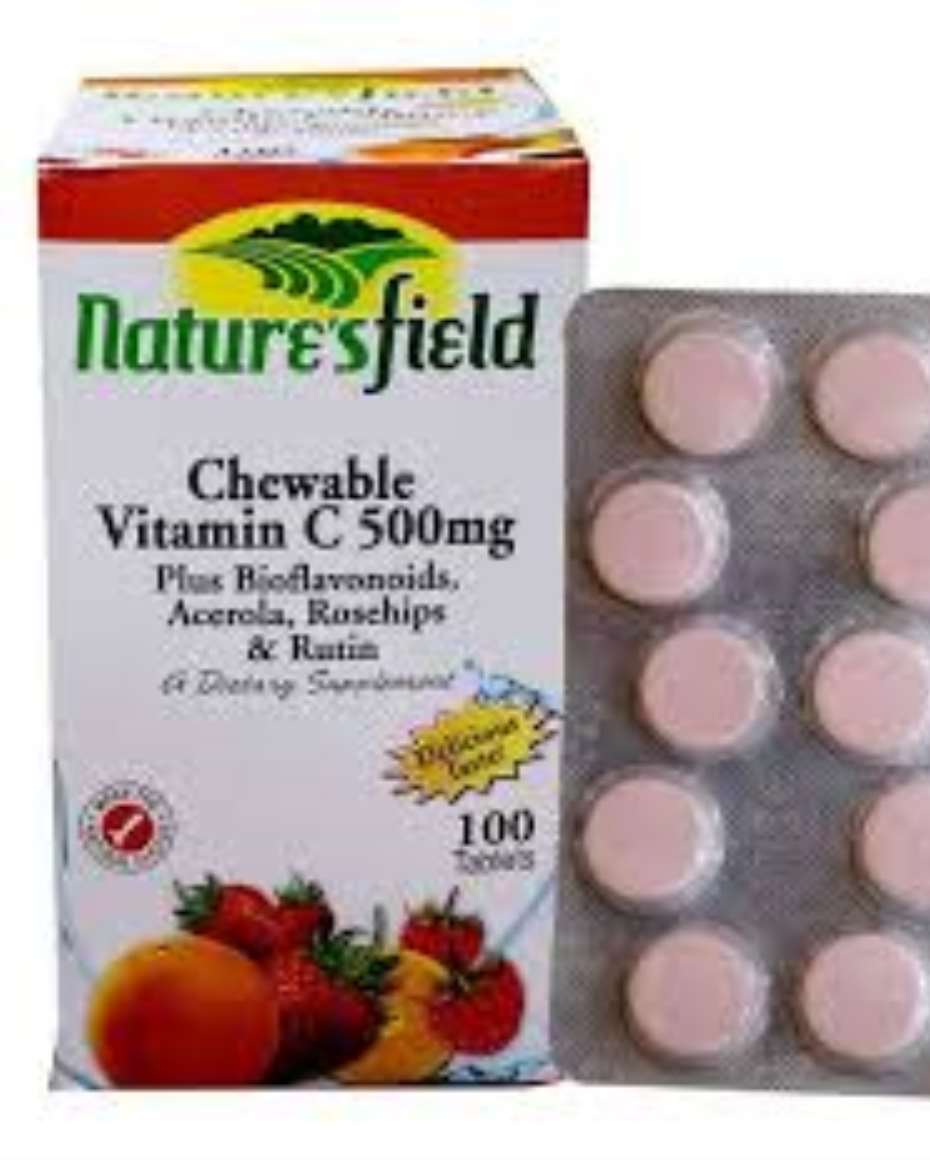 NATURES FIELD CHEWABLE VITAMIN C 500MG SATCHET 10X10