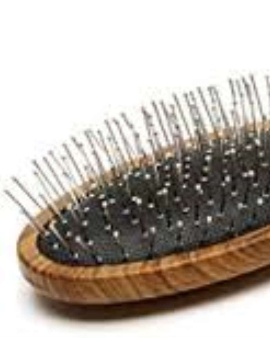 WOODEN BROWN AND BLACK HAIR BRUSH BIG