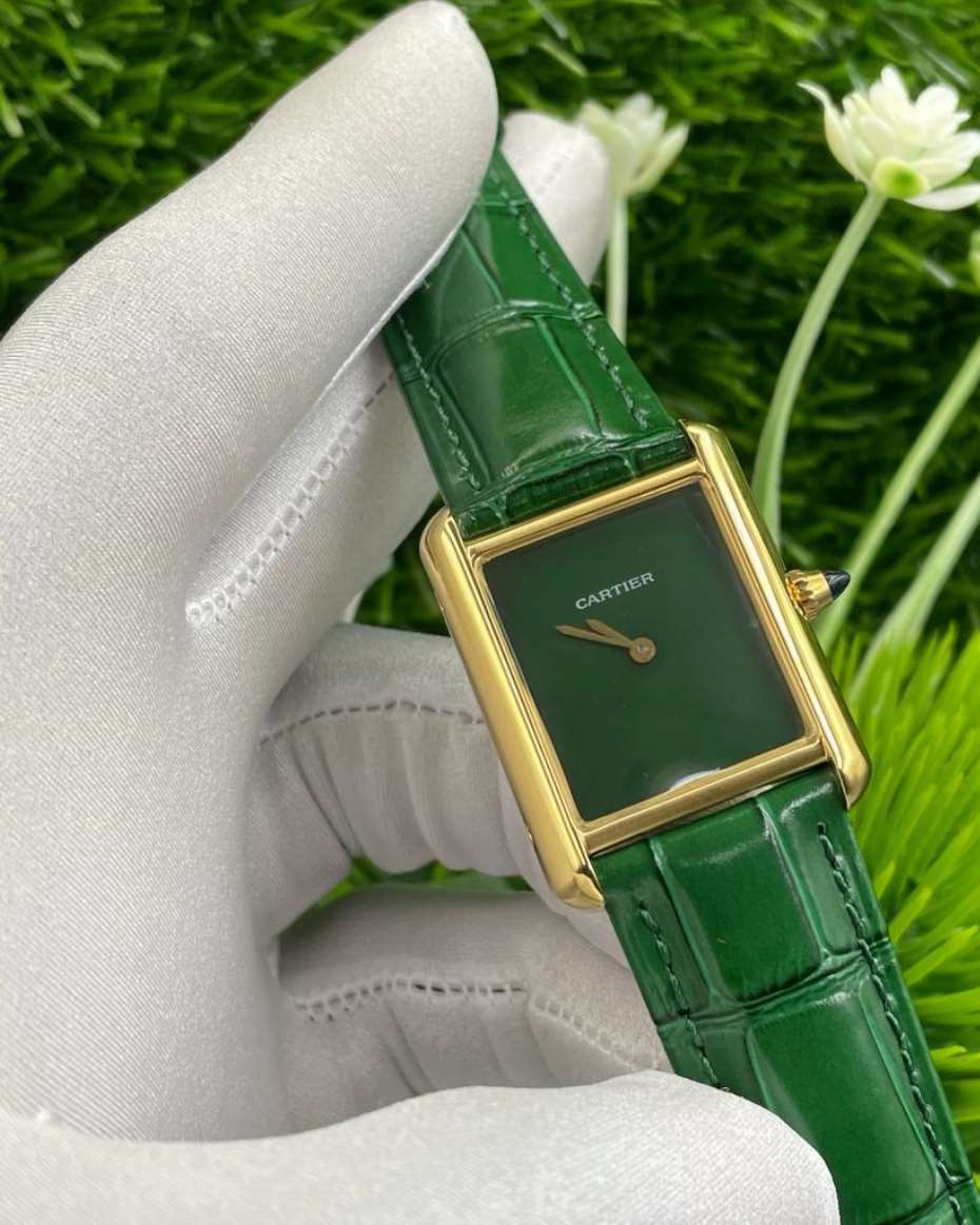 GREEN LEATHER CARTIER