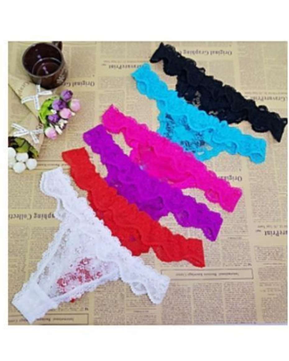 SET OF 6 LADIES LACE THONG BRIEFS