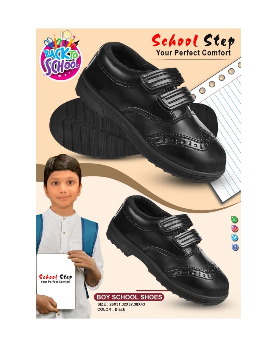 SCHOOL CARE BOY SHOE 4 BLACK SIZE 37