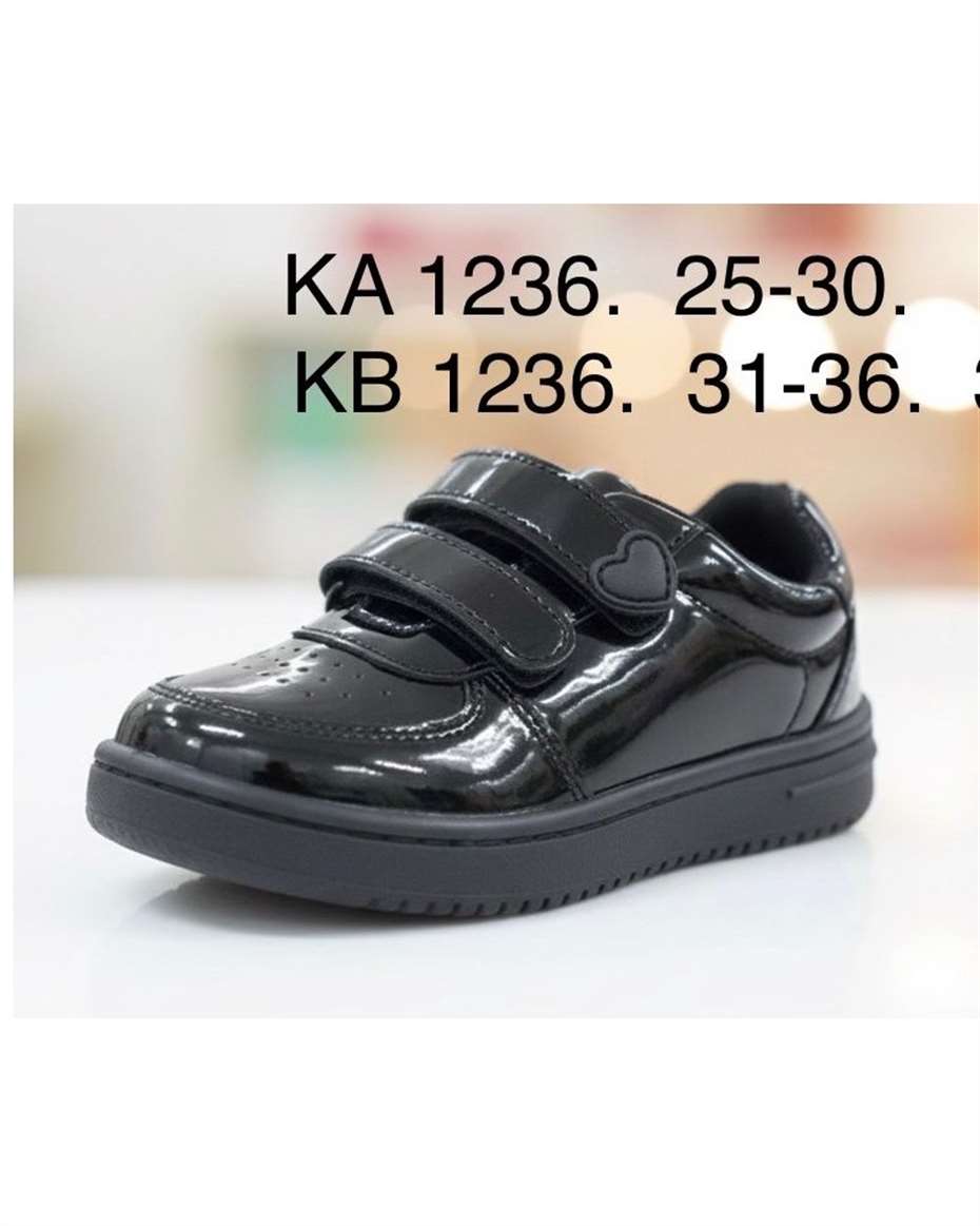 CHILDREN PATENT HEART-STRAP SNEAKERS BLACK SIZE 27