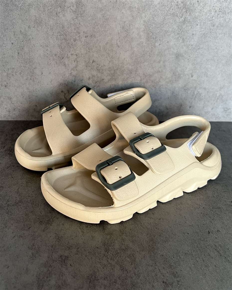 DOUBLE BUCKLE KIDS SANDALS BEIGE SIZE 30