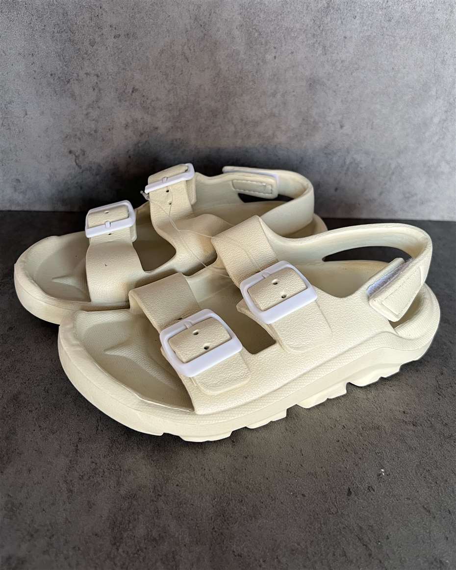 DOUBLE BUCKLE KIDS SANDALS BEIGE SIZE 28