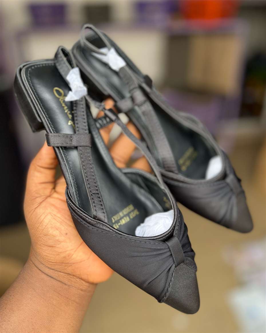 ELEGANT KNOT LOW-HEEL SLINGBACK BLACK SIZE 40