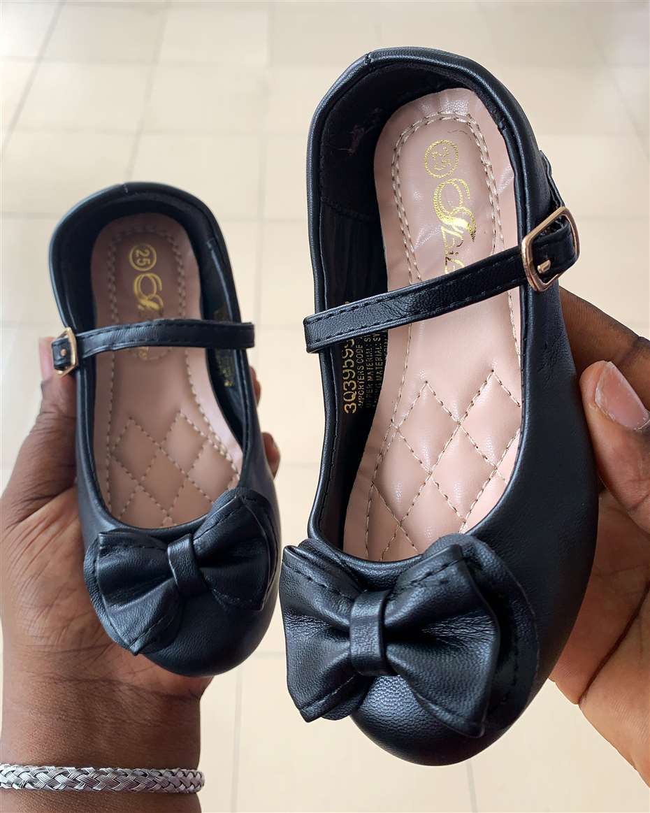 GIRL LEATHER BOW SHOE BLACK SIZE 32