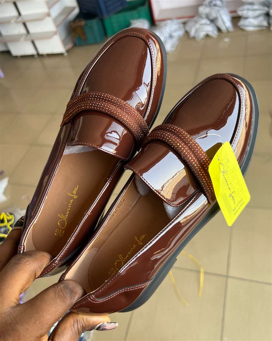 HIGH QUALITY EMBELLISHED LOAFERS BROWN SIZE 42