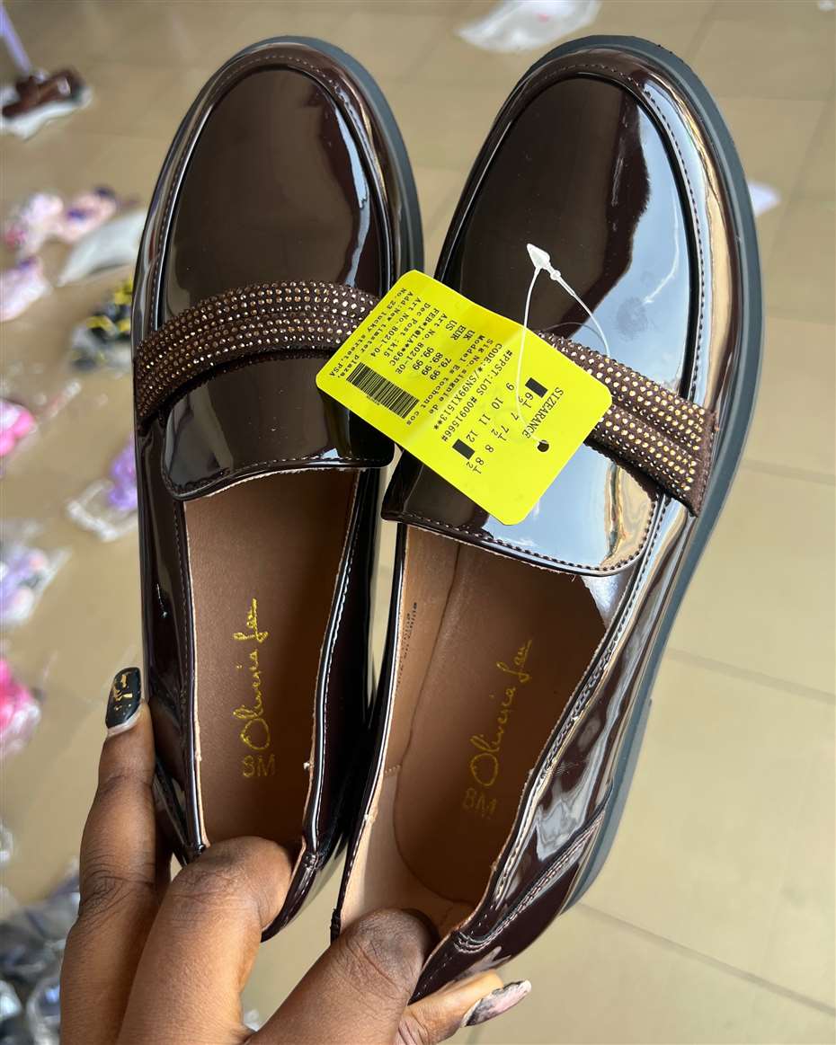 HIGH QUALITY EMBELLISHED LOAFERS CHOCOLATE SIZE 40