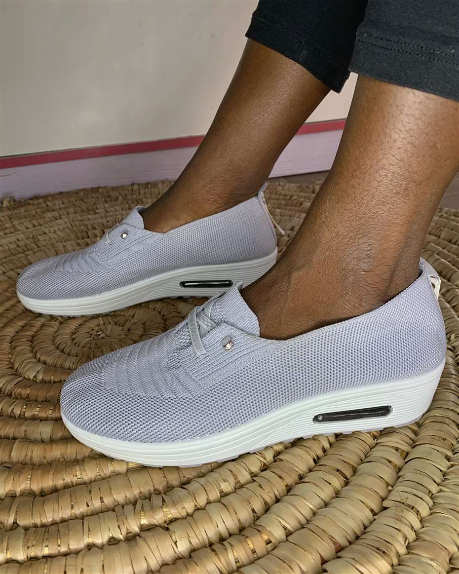 KNITTED MESH LIGHWEIGHT SLIP-ON GREY SIZE 38