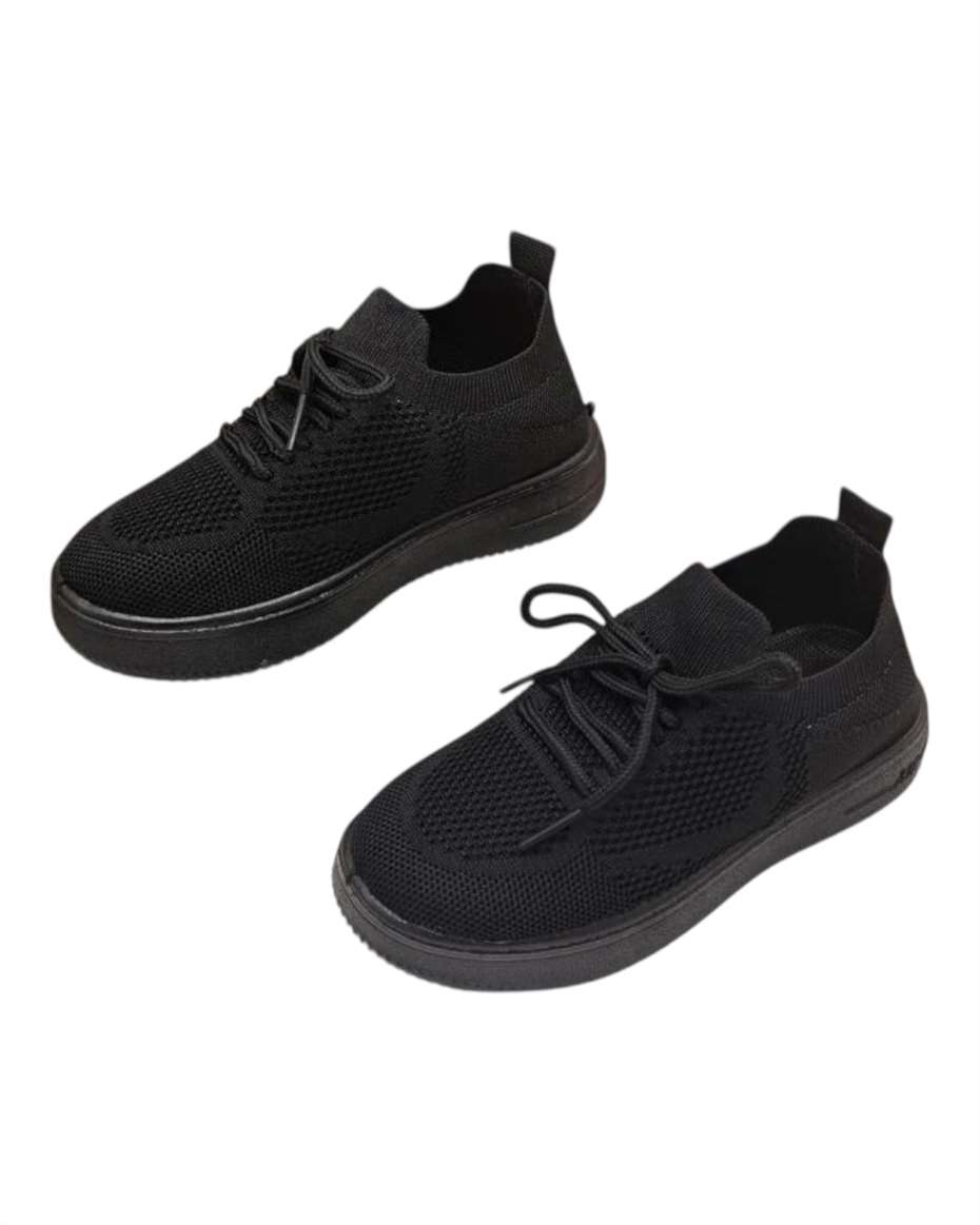 LACED UNISEX KIDS SNEAKERS BLACK SIZE 24