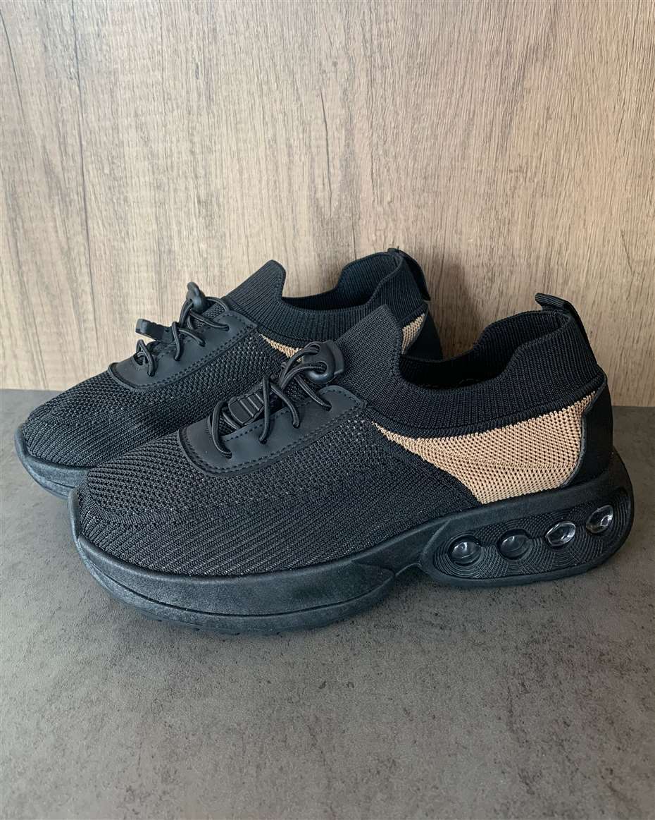 LIGHTWEIGHT MESH COMFORT TRAINERS BLACK SIZE 38