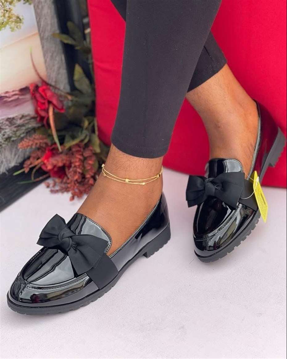 OL BOW BOYFRIEND LOAFERS BLACK SIZE 38