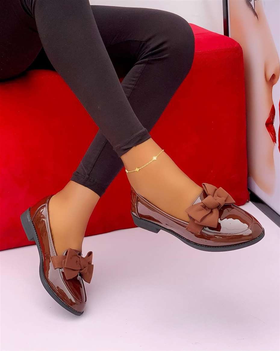 OL BOW BOYFRIEND LOAFERS BROWN SIZE 40
