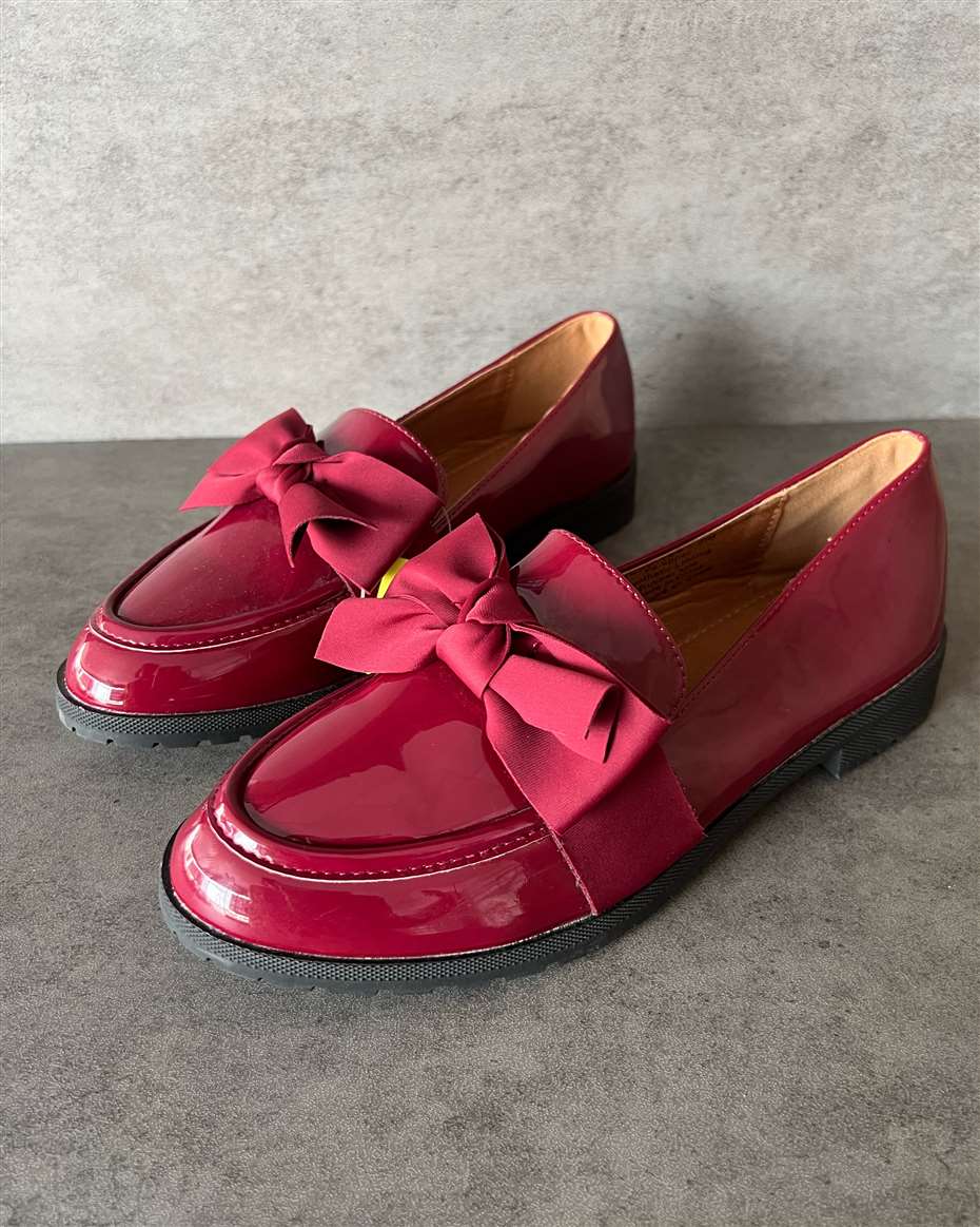 OL BOW BOYFRIEND LOAFERS RED SIZE 40