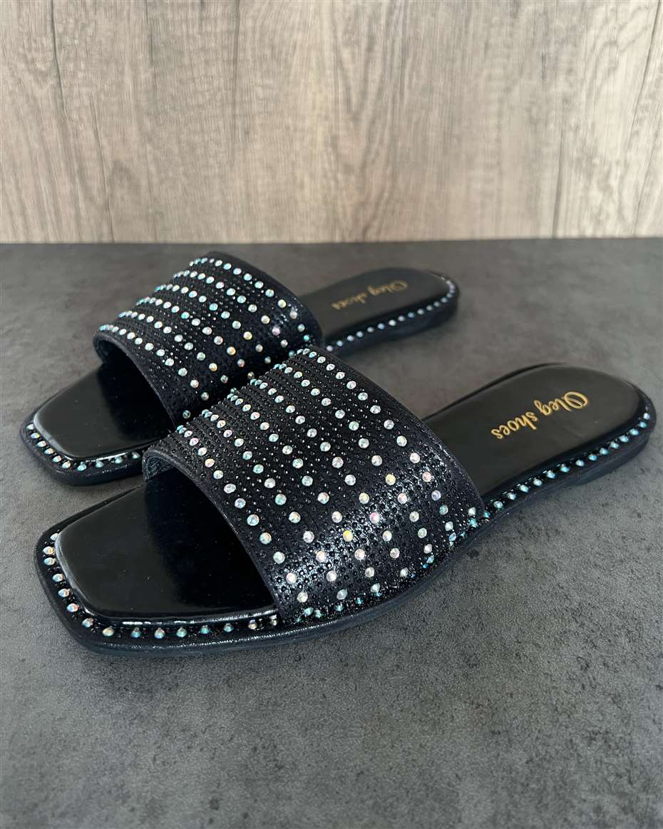 OLEG STONED SLIPPERS BLACK SIZE 37