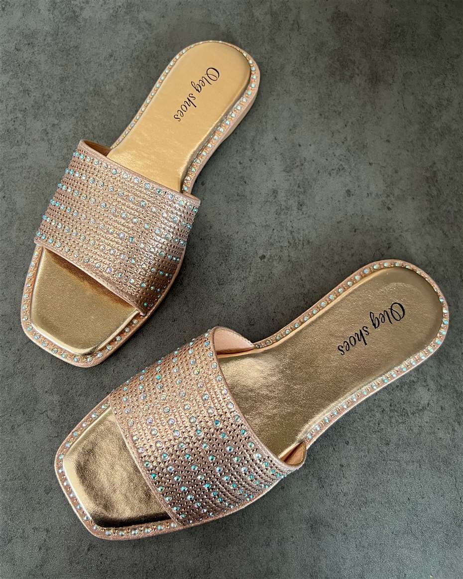 OLEG STONED SLIPPERS CHAMPAGNE SIZE 41