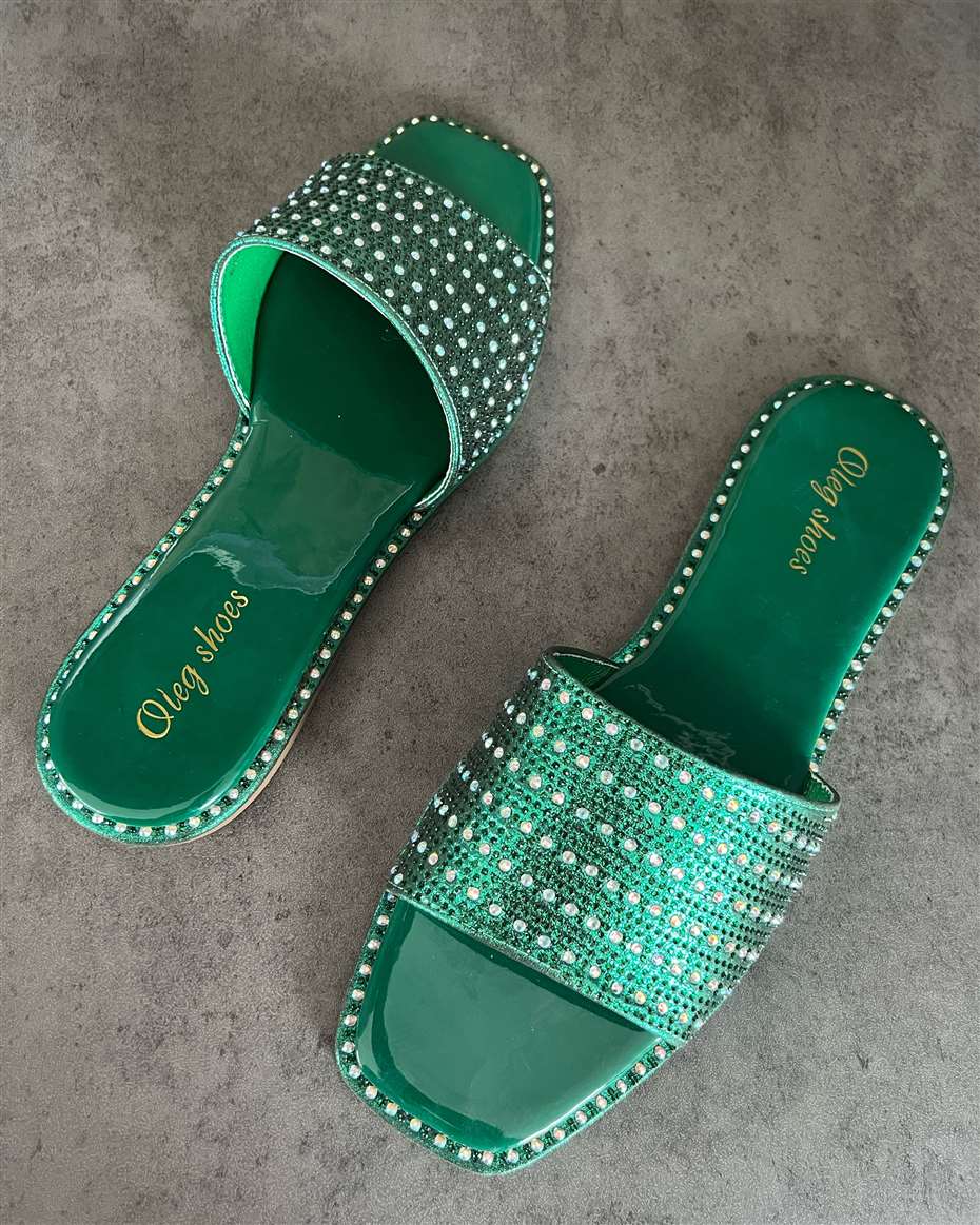 OLEG STONED SLIPPERS GREEN SIZE 42