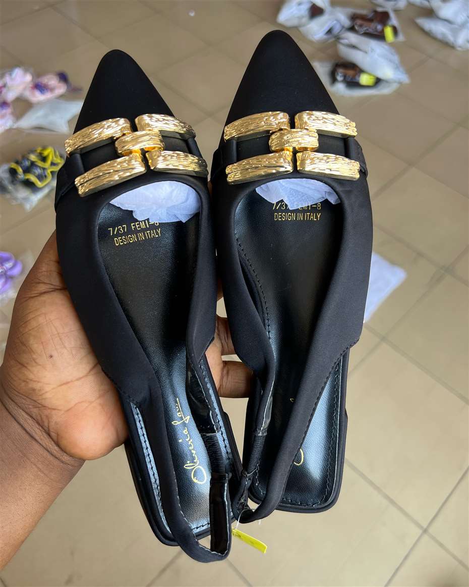 POINTED-TOE LOW-HEELED SLINGBACK SHOE BLACK SIZE 38