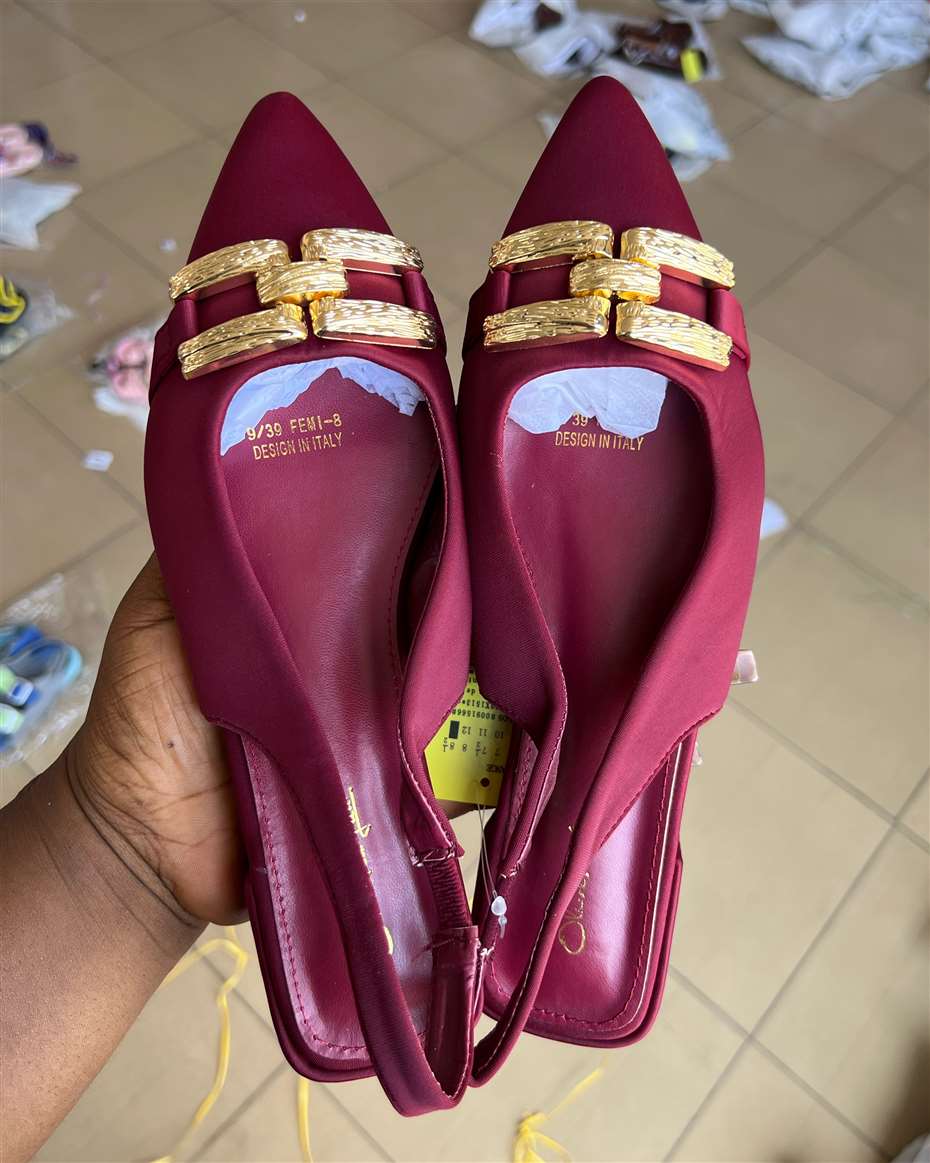 POINTED-TOE LOW-HEELED SLINGBACK SHOE WINE SIZE 39