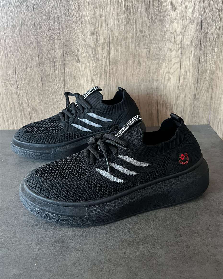 QUALITY KNIT SNEAKERS BLACK SIZE 44
