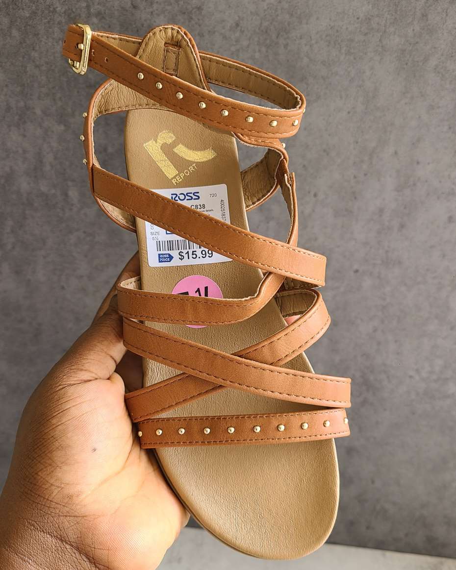 REPORT BROWN STUD SANDALS 36.5 5.5 OurShoePlug