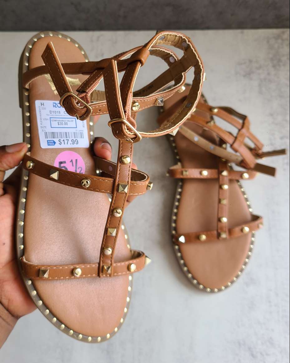 REPORT BROWN STUDDED SANDALS 36.5 5.5 OurShoePlug