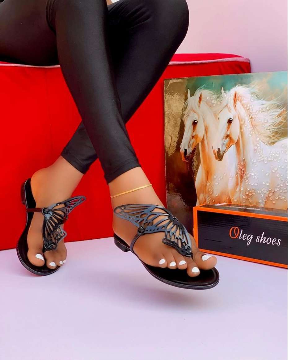 RICH AUNTIE BUTTERFLY SLIPPERS BLACK SIZE 40