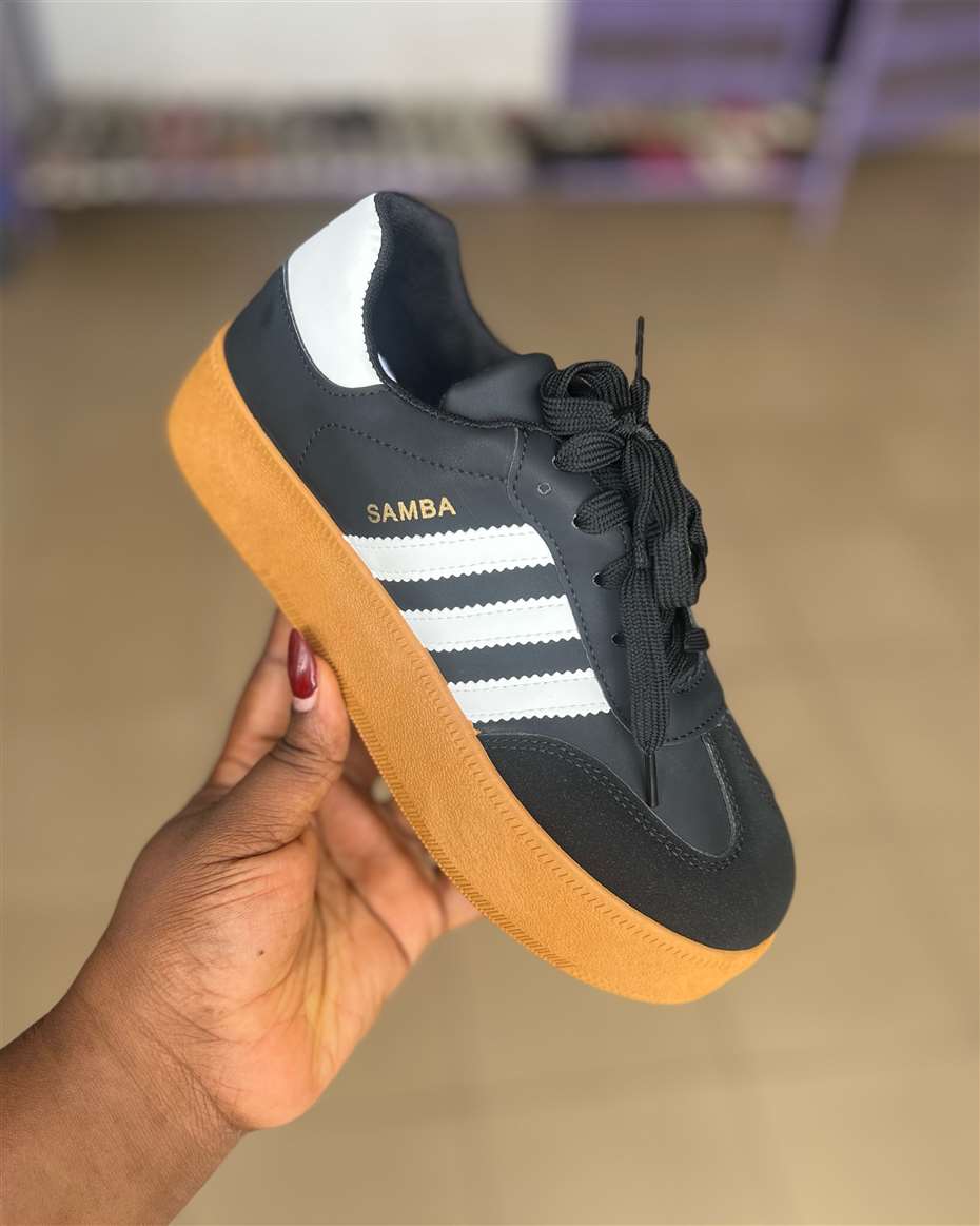 SAMBA SNEAKERS BLACK/WHITE/BROWN SIZE 38