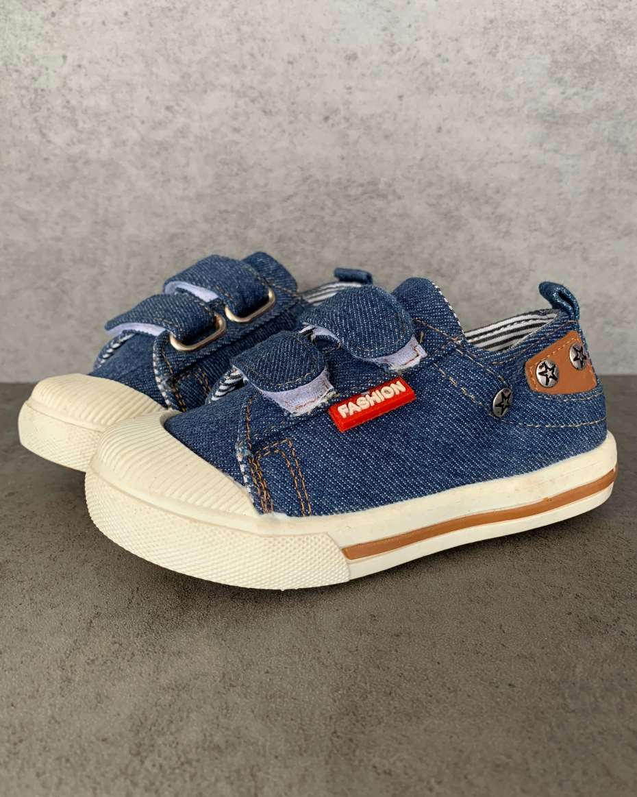 UNISEX DENIM STRAP SNEAKERS BLUE SIZE 29