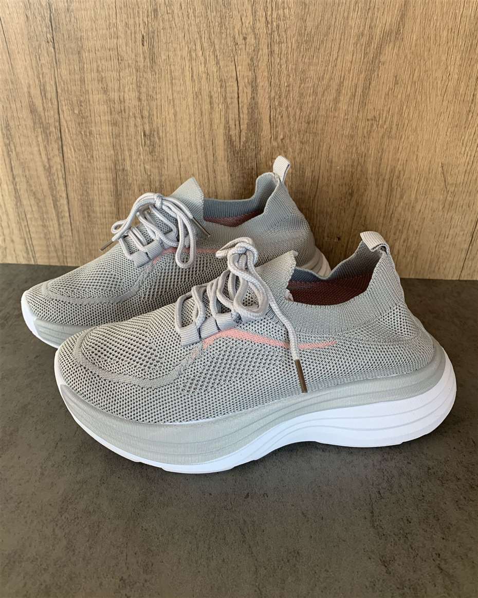 WAVY SOLE KNIT SNEAKERS GREY SIZE 38