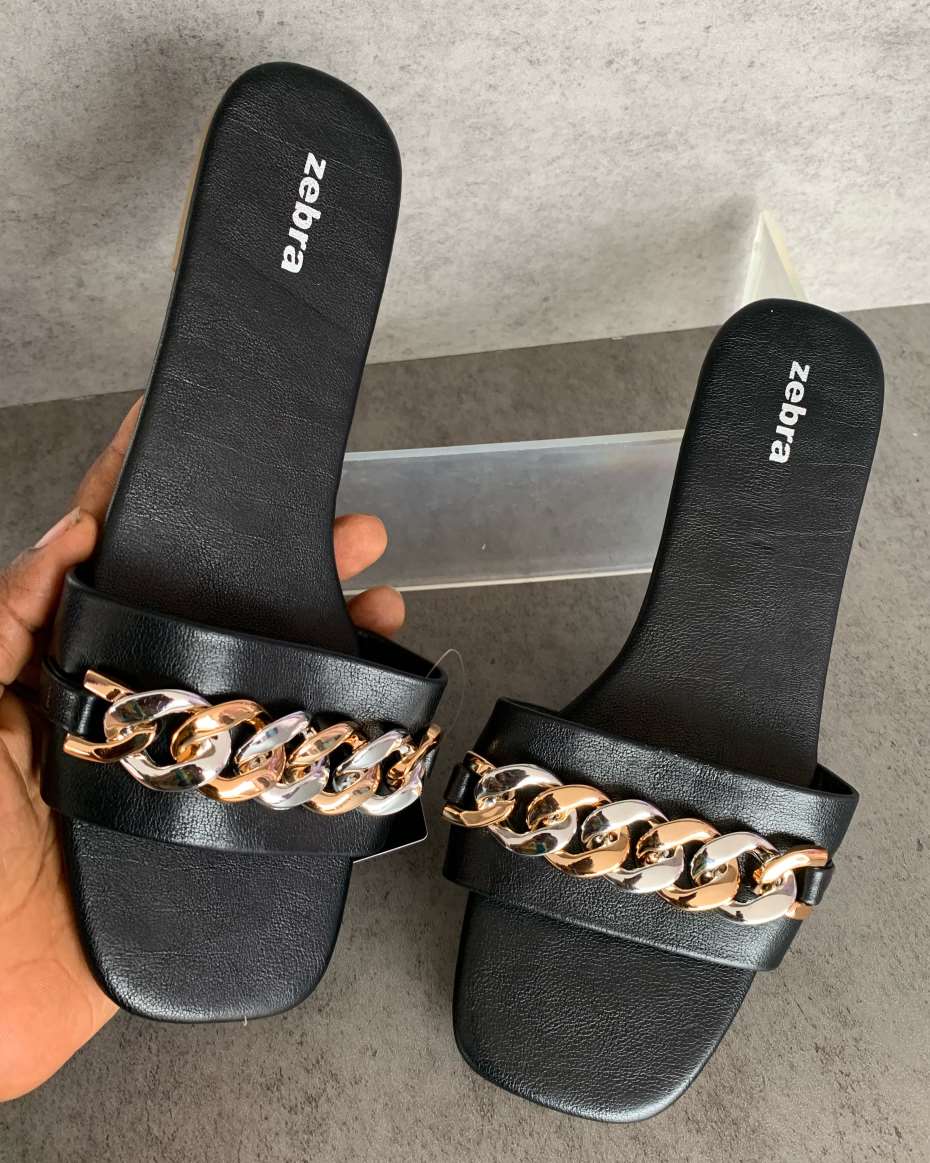 ZEBRA SLIPPERS BLACK SIZE 39