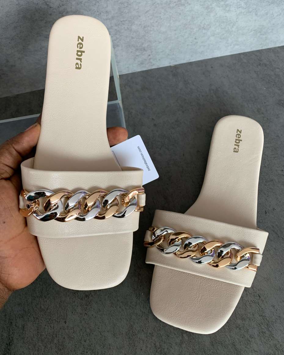 ZEBRA SLIPPERS CREAM SIZE 38