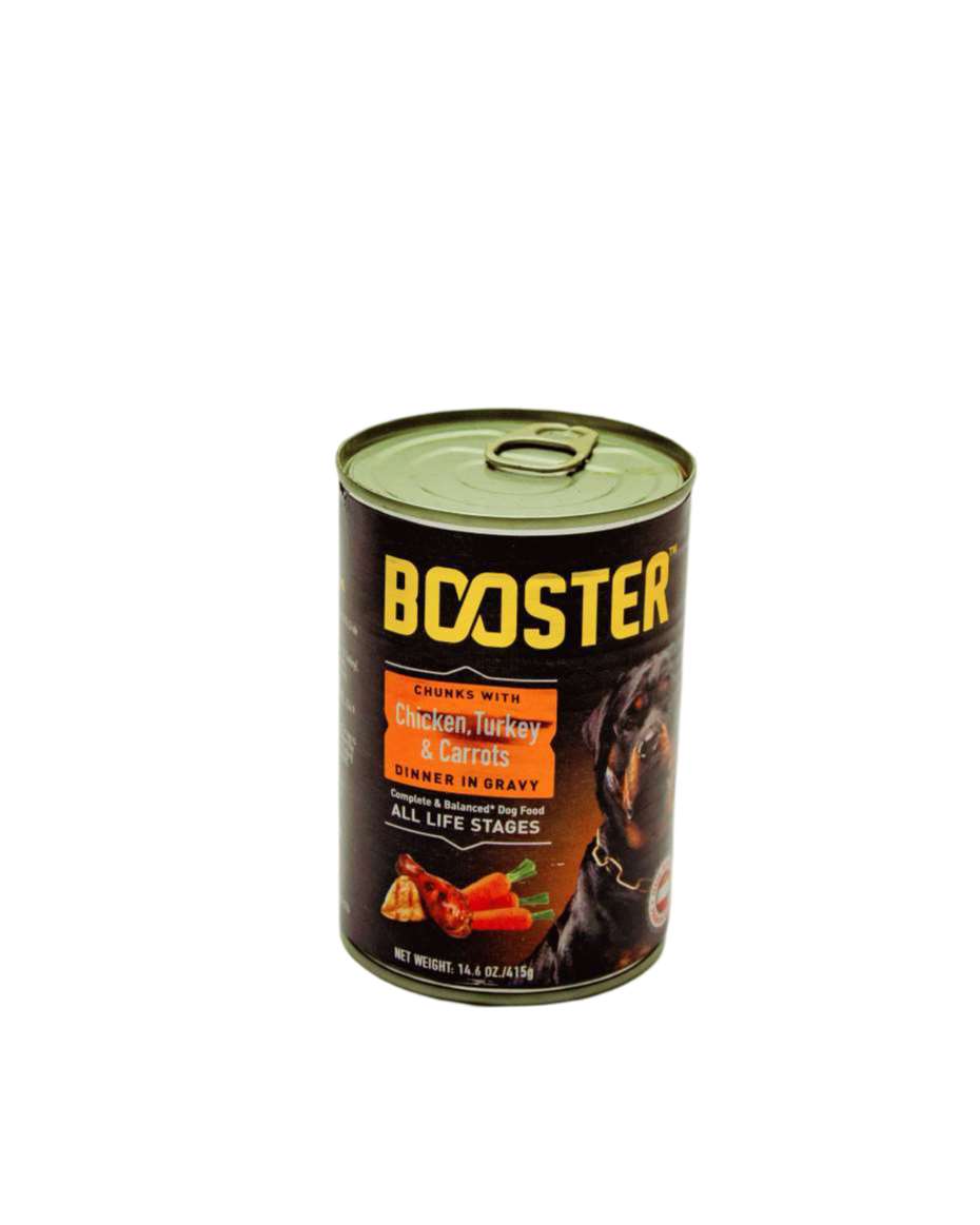 BOOSTER CHUNCKS WITH CHICKEN,TURKEY & CARROTS 415G