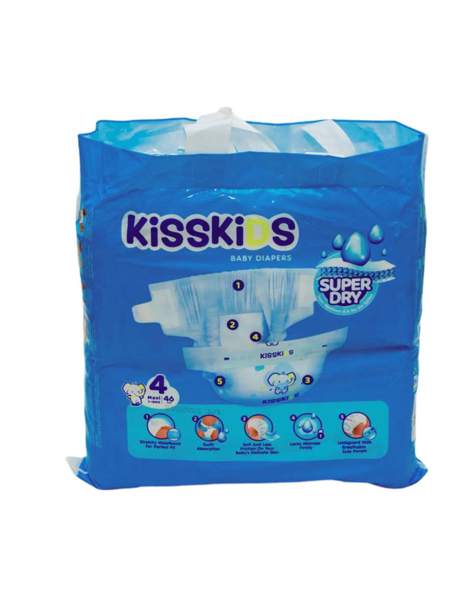 KISSKIDS BABY DIAPERS SIZE 4 MAXI 7-18KG 46PCS