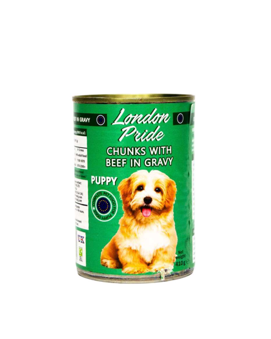 LONDON PRIDE PUPPY CHUNKS WITH BEEF IN GRAVY 410G