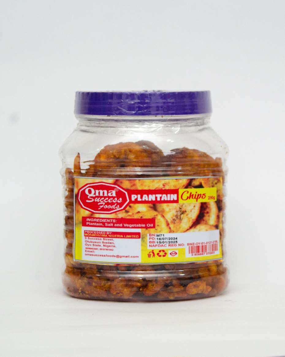 OMA SUCCESS PLANTAIN CHIPS PLASTIC 250G